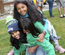 a group of girls playing together