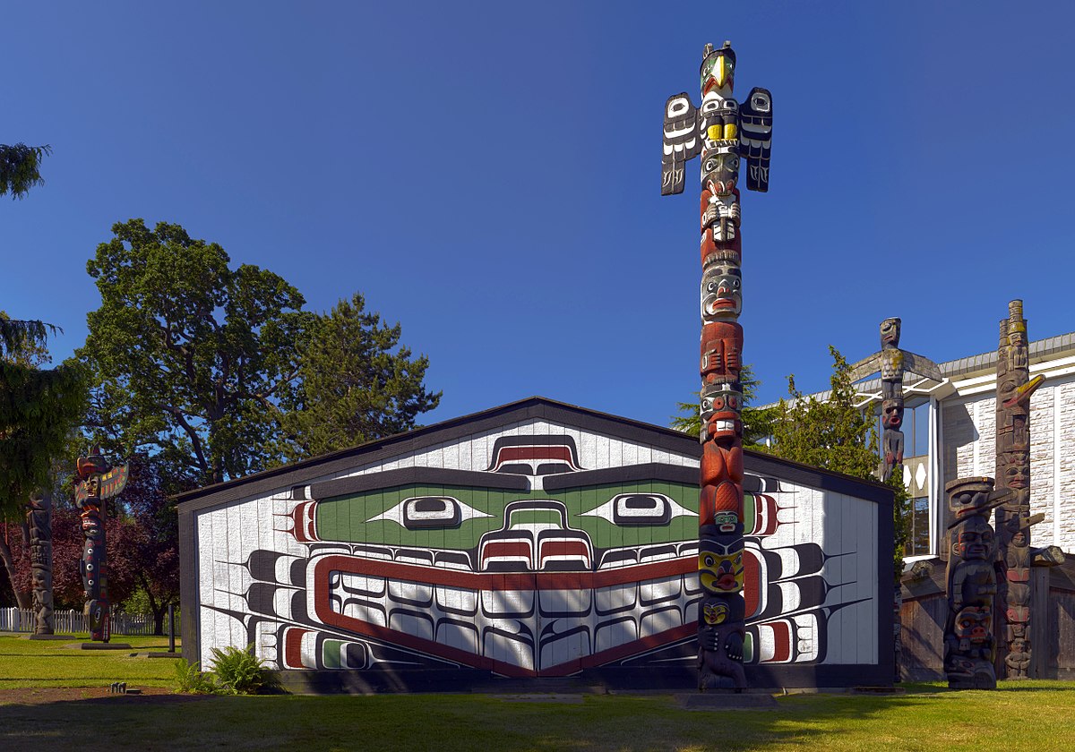 Traditional Kwakiutl potlatch and totem