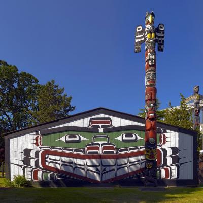 Traditional Kwakiutl potlatch and totem