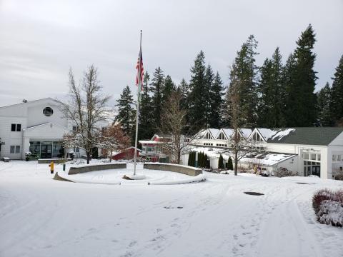 campus in snow