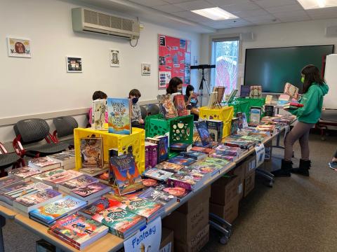 Books on table for bookfair