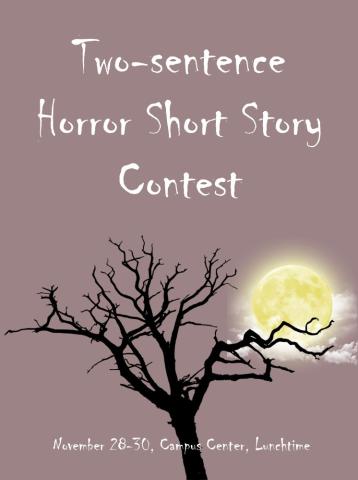 Flyer for contest with bare tree and moon