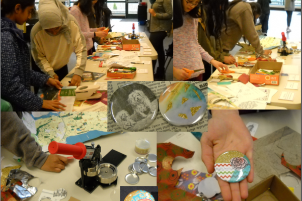 Button making collage