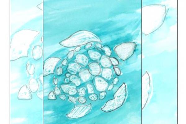 Drawing of a turtle on the cover of the literary magazine
