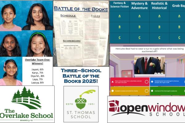 Winning students, school logos, schedule board, jeopardy board, Kahoot board